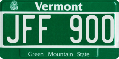 VT license plate JFF900