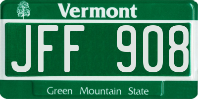 VT license plate JFF908