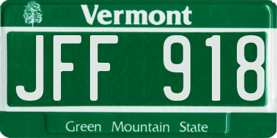 VT license plate JFF918