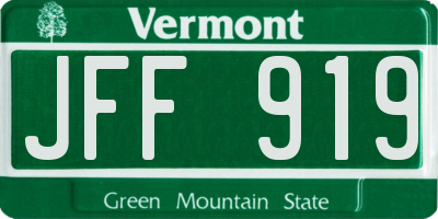 VT license plate JFF919