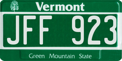 VT license plate JFF923