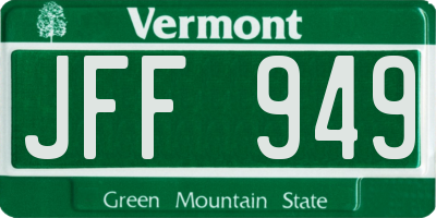 VT license plate JFF949