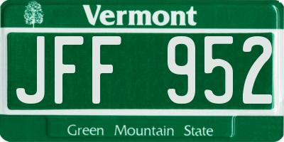 VT license plate JFF952