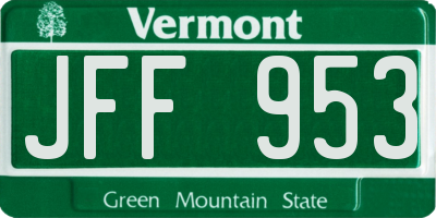 VT license plate JFF953