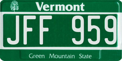 VT license plate JFF959