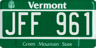 VT license plate JFF961