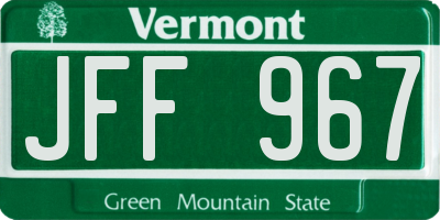 VT license plate JFF967