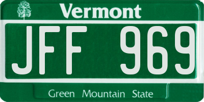 VT license plate JFF969