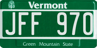 VT license plate JFF970
