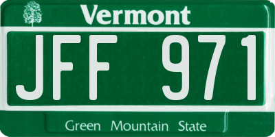 VT license plate JFF971