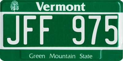 VT license plate JFF975