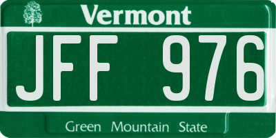 VT license plate JFF976