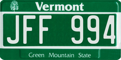 VT license plate JFF994