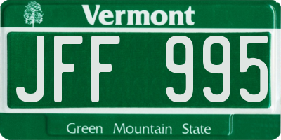 VT license plate JFF995
