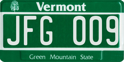 VT license plate JFG009