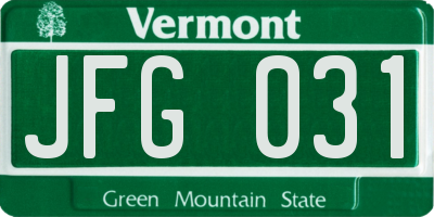 VT license plate JFG031