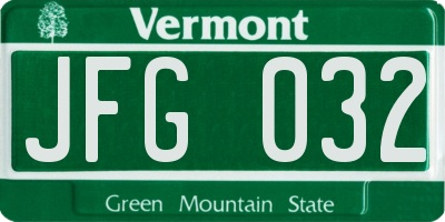 VT license plate JFG032