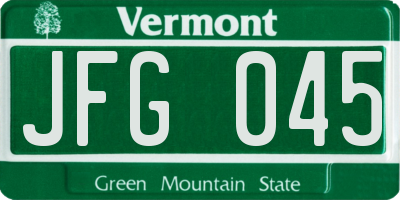 VT license plate JFG045