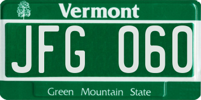 VT license plate JFG060