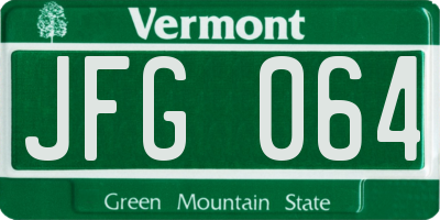 VT license plate JFG064