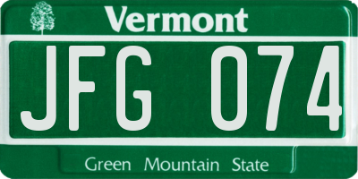 VT license plate JFG074