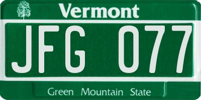 VT license plate JFG077