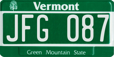 VT license plate JFG087