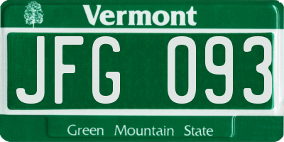 VT license plate JFG093