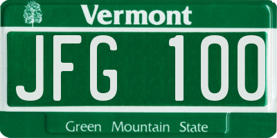 VT license plate JFG100
