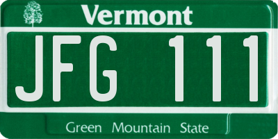 VT license plate JFG111