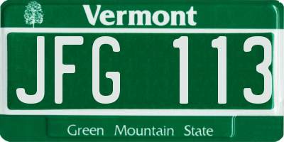 VT license plate JFG113