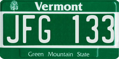 VT license plate JFG133