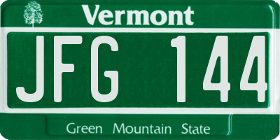 VT license plate JFG144