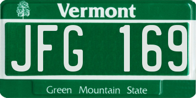 VT license plate JFG169