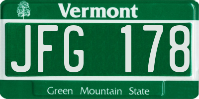 VT license plate JFG178