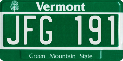 VT license plate JFG191