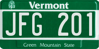 VT license plate JFG201