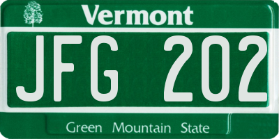 VT license plate JFG202