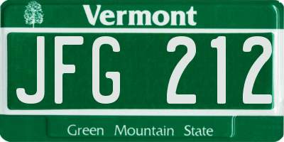VT license plate JFG212