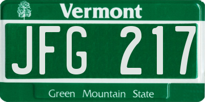 VT license plate JFG217