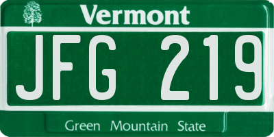 VT license plate JFG219