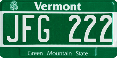 VT license plate JFG222