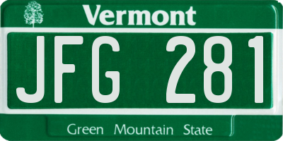 VT license plate JFG281