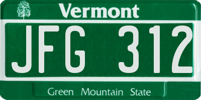 VT license plate JFG312