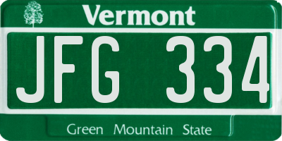 VT license plate JFG334