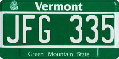 VT license plate JFG335