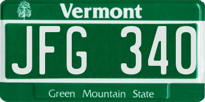VT license plate JFG340