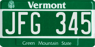 VT license plate JFG345