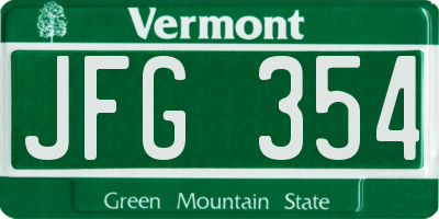 VT license plate JFG354