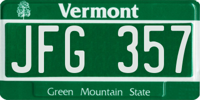 VT license plate JFG357
